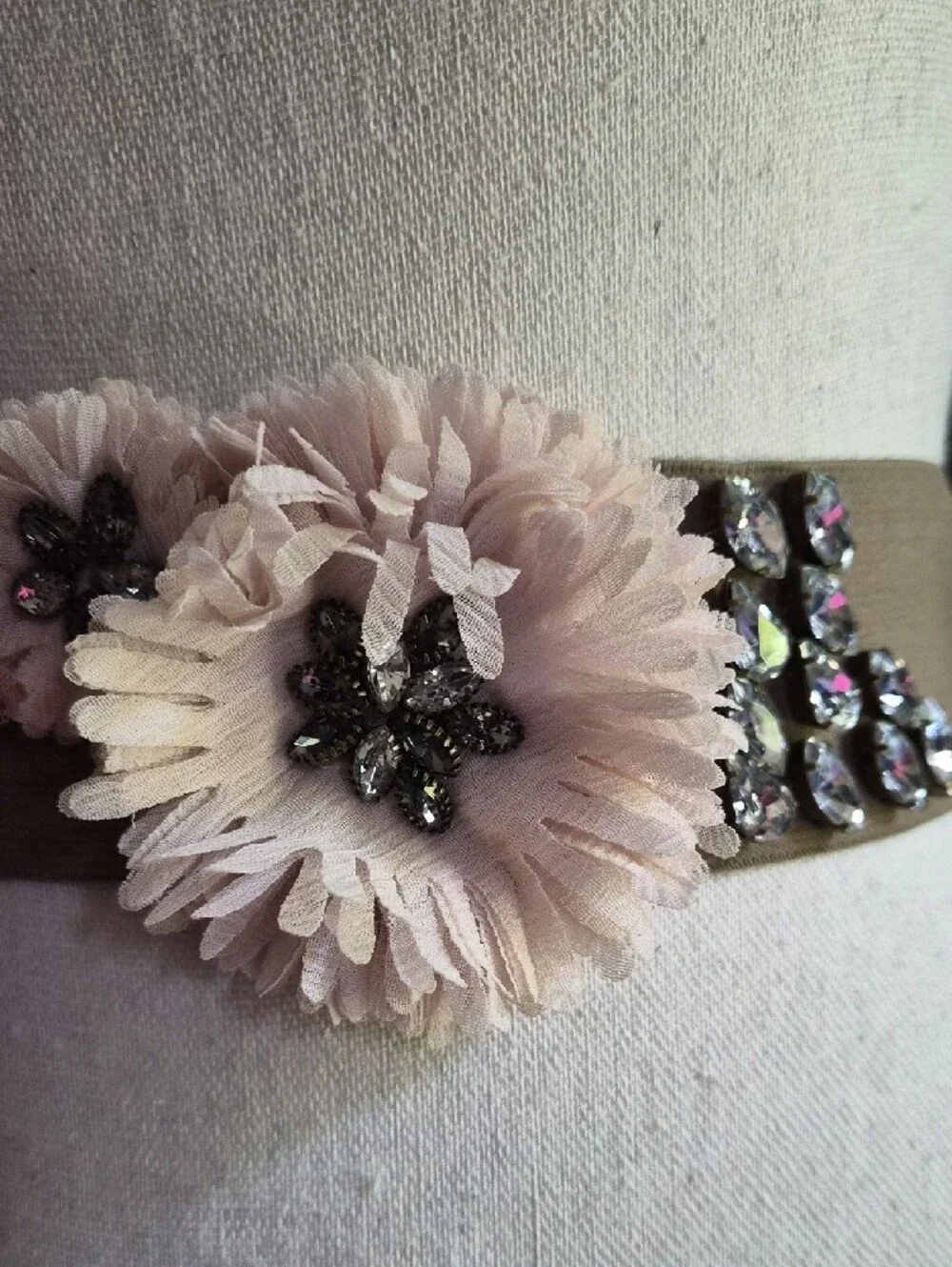 NWOT J. Crew Blush and Ivory Floral Stretch Waist Belt Sz S/M